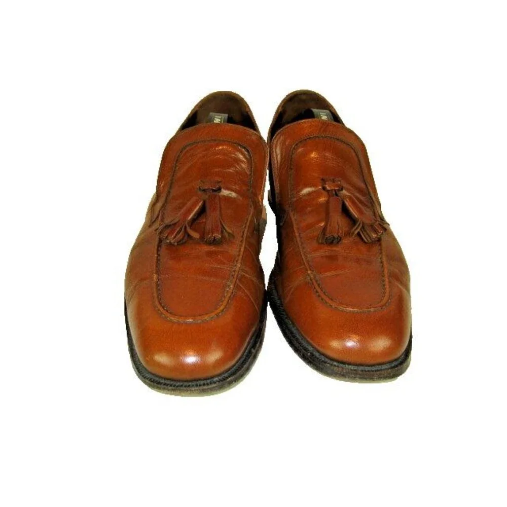 Mens Florsheim Imperials Brown Leather Tassle Slipon Loafers Shoes sz 10A
